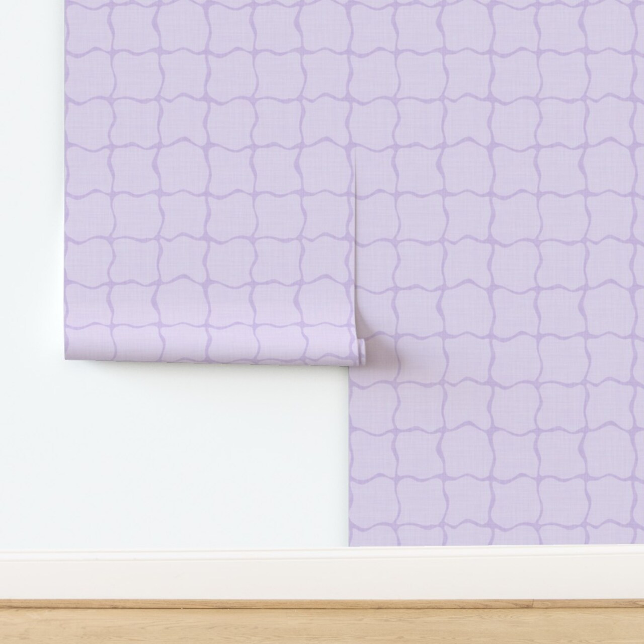 Modern Geometric Minmalist Monochromatic Funky Boho Y2K Retro Scallop Wavy Grid Scandi Purple Crosshatch Faux Texture Linen Eclectic Dorm Room Custom Removable Wallpaper by Spoonflower Peel & Stick Wallpaper 2FT Wide